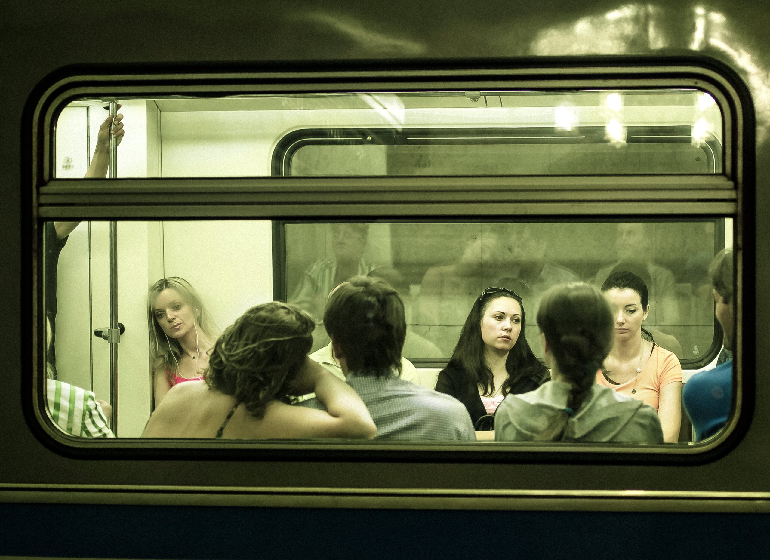 Inside Subway Car on Way to Lunch